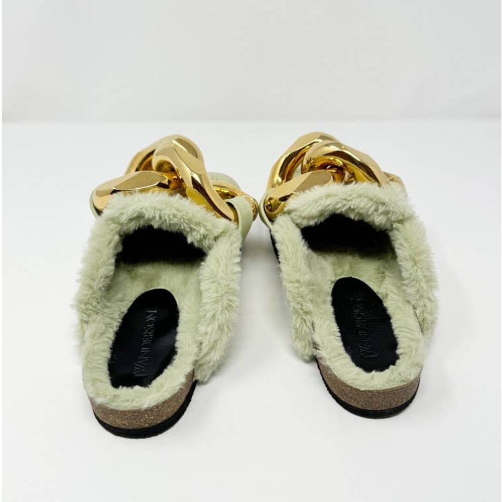 NEW JW Anderson Fuzzy Mule Clog Slip On Flat Light Mint Green EU 36 - Picture 7 of 12